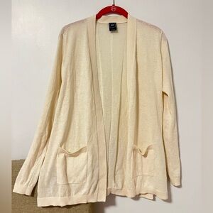 Gap Cream-Colored Semi-Sheer Cardigan with Front Pockets Size Small